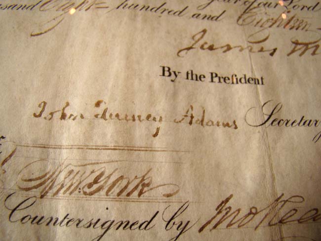 A superb Meditteranean Ships Passport document signed on February 26, 1818 by President James Monroe and Secretary of State and future President John Quincy Adams. — image 4